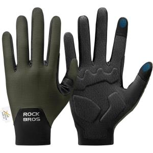image:imageROCKBROS Cycling Gloves for Men Women XRD Shock Absorbing Bicycle Riding AntiSlip Breathable Full Finger UVSunProtection Gloves for RoadMountain amp Electric BikeEBike CommuterGreen