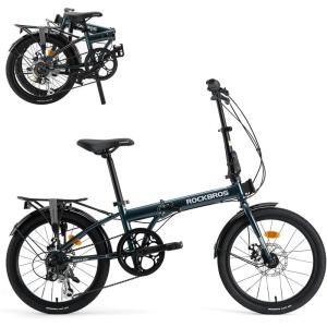 image:imageROCKBROS SNK 20Inch Folding Bike 366 lb Portable Lightweight HighCarbon Steel Electrophoretic Frame Shimano 7SpeedBlue