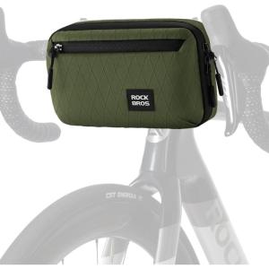 image:imageROCKBROS Bike Handlebar Bag 21L Large Capacity Bike Front Bag Quick Release Handlebar Bags for Bicycles Scooters Multifunctional Shoulder Waist BagGreen
