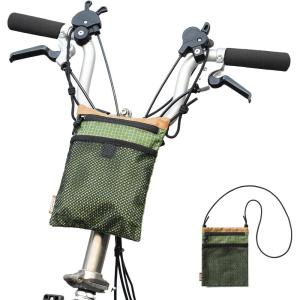 image:imageROCKBROS Bike Handlebar Bag 2in1 Lightweight Front Bag amp Adjustable Shoulder Bag MultiFunction Bicycle Bag for Folding Bikes Scooters Kids Bikes BlackGreen