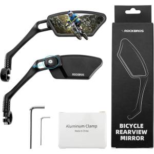 image:imageROCKBROS Bike Mirrors for Handlebars HD BlastResistant Bicycle Mirror for Ebike 360 Degree Adjustable Bike Rear View Mirror Easy to Install Left and Rightblackleft and right