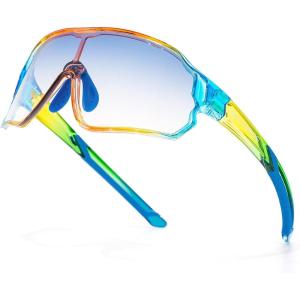 image:imageROCKBROS Kids Photochromic Cycling Glasses UV400 Clear to Dark Transition Sports Sunglasses for Youth Boys Girls Age 814Glossy Blue  Photochromic