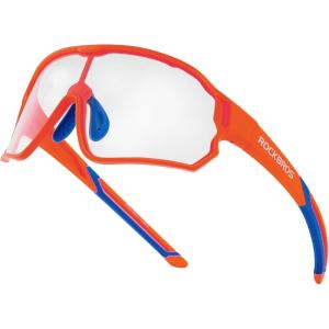 image:imageROCKBROS Kids Photochromic Cycling Glasses UV400 Clear to Dark Transition Sports Sunglasses for Youth Boys Girls Age 814Matte Orange  Photochromic
