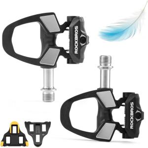 image:imageROCKBROS SPDSL Compatible Road Bike PedalsOnly 90g Ultralight Clipless Pedals 180gpair with Carbon Fiber Composite 916 Titanium Spindle amp Sealed Bearings for Smooth Efficient Power Transfer