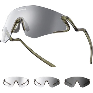 image:imageROCKBROS Photochromic Safety Glasses Transition Cycling Glasses for Men Women Sports Sunglasses for Running PickleballClear Photochromic Lens  Transparent Green Frame