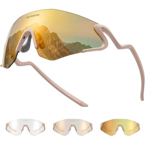 image:imageROCKBROS Photochromic Safety Glasses Transition Cycling Glasses for Men Women Sports Sunglasses for Running PickleballGold Photochromic Lens  Matte Beige Frame