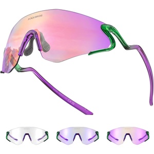 image:imageROCKBROS Photochromic Safety Glasses Transition Cycling Glasses for Men Women Sports Sunglasses for Running PickleballPurple Photochromic Lens  Transparent Green Purple Frame