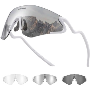 image:imageROCKBROS Photochromic Safety Glasses Transition Cycling Glasses for Men Women Sports Sunglasses for Running PickleballSilver Photochromic Lens  Matte White Frame