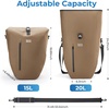 image:imageROCKBROS Bike Panniers 20L Waterproof Roll Up Bike Rack Bag Adjustable Quick Release BucklesReflective for Road Mountain Cycling Traveling CommutingCamel Brown Reflective2