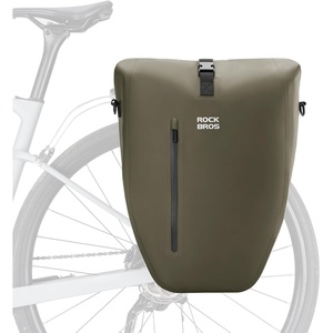 image:imageROCKBROS Bike Panniers 20L Waterproof Roll Up Bike Rack Bag Adjustable Quick Release BucklesReflective for Road Mountain Cycling Traveling CommutingDark Green1