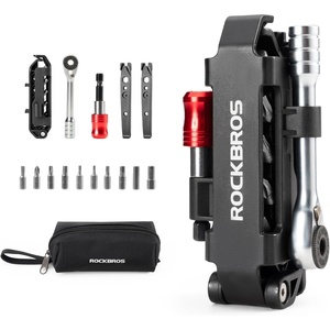 image:imageROCKBROS Bike Tool Kits 14 in 1 MultiFunction Bike Repair Kits Portable Foldable Bike accessories Reversible Ratchet Wrench with 10 Bits 2 Tire Levers