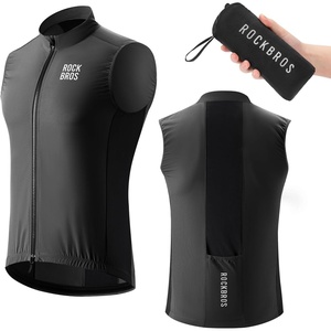 image:imageROCKBROS Cycling Wind Vest Sleeveless Biking Vest Windbreaker Vest for Men Cooling amp Lightweight Vest Gilet for RunningBlack