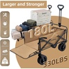 image:imageWagons Carts Foldable Cart with Wheels Collapsible Wagon for Grocery Shopping Garden Camping Beach Lightweight with 220BLS Capacity 120L Heavy Duty Utility150Lup to 180L