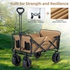image:imageWagons Carts Foldable Cart with Wheels Collapsible Wagon for Grocery Shopping Garden Camping Beach Lightweight with 220BLS Capacity 120L Heavy Duty Utility150Lup to 180L