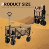 image:imageWagons Carts Foldable Cart with Wheels Collapsible Wagon for Grocery Shopping Garden Camping Beach Lightweight with 220BLS Capacity 120L Heavy Duty Utility150Lup to 180L