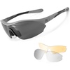 image:imageROCKBROS Polarized Sports Sunglasses with 3 Interchangeable Lens Cycling Sun Glasses for Men Women Baseball Running GolfGray Polarized Lens  Gray Frame