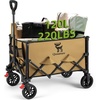 image:imageWagons Carts Foldable Cart with Wheels Collapsible Wagon for Grocery Shopping Garden Camping Beach Lightweight with 220BLS Capacity 120L Heavy Duty Utility120L