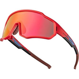 image:imageROCKBROS Polarized Kids Sunglasses Boys GirlsSports Cycling Glasses with Straps Baseball Softball Sunglasses Age 614Matte Red