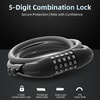 image:imageROCKBROS 5Digit 4 Feet Long Bike Lock Cable Combination with Mounting Bracket Resettable Password Weatherproof AntiTheft Cable Lock for Bicycle Motorcycle Electric Scooter Gate Fence