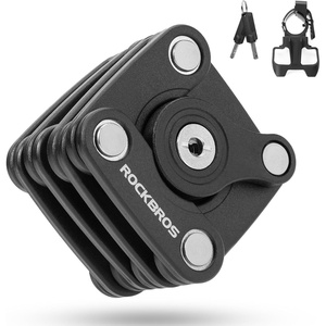 image:imageROCKBROS Folding Bike Lock for Bicycle Scooter Ebike AntiTheft Foldable Steel Bicycle Lock with Keys Mounting Bracket amp Straps 27in 132lbsBlack