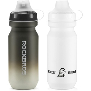 image:imageROCKBROS Bike Water Bottle 2 Pack 20oz Lightweight Plastic Sports Water Bottle BPA Free Spill Proof Water Bottle Squeeze Leak Proof Water Bottle for Cycling Gym Workout Hiking Travel2 Pack  White  Gradual Gray White