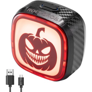 image:imageROCKBROS Bike Tail Light SmartTypeC 400mAh Batteryamp Adjustable AngleDual Mounting Bicycle Rear LightsIPX5 WaterproofCycling Safety Taillight Accessories for Men Women KidsPumpkin Lantern