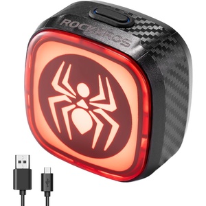image:imageROCKBROS Bike Tail Light SmartTypeC 400mAh Batteryamp Adjustable AngleDual Mounting Bicycle Rear LightsIPX5 WaterproofCycling Safety Taillight Accessories for Men Women KidsSpider Symbol