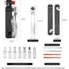 image:imageROCKBROS Bike Tool Kit Portable Bike Multitool with 7 Magnetic Bits Ratchet Wrench amp CO2 Inflator Nozzle Bike Tire Repair Kit with Tire Levers for Road and MTB Emergency