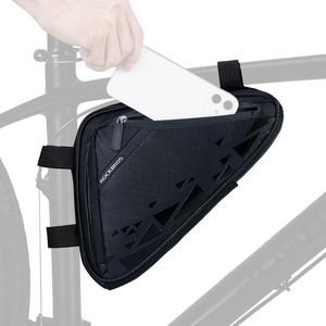 image:imageROCKBROS Bike Triangle Frame Bag  Waterproof Top Tube Bag with Keel Support 2L Large Capacity MultiPocket Organizer Reflective Strips for Road amp Mountain BikesClashing Geometry  Black  Blue