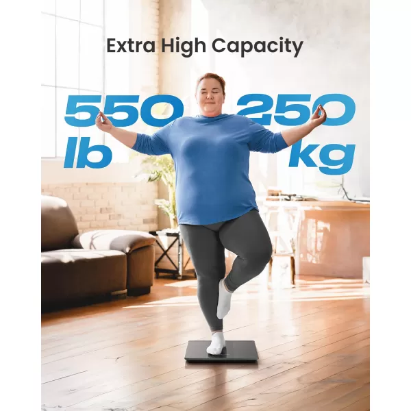RENPHO 550lb Scale for Body Weight Digital Bathroom Scale with Large LED Display Body Scale with ExtraHigh Capacity Weighing Machine with Big Platform Most Accurate to 005lb 13x118in Core 1L