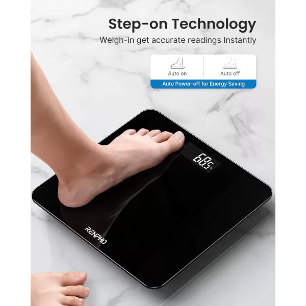 RENPHO Digital Bathroom Scale Highly Accurate Core 1S Body Weight Scale with Lighted LED Display Round Corner Design11quot280mmBlack