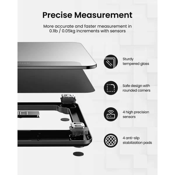 RENPHO Digital Bathroom Scale Highly Accurate Core 1S Body Weight Scale with Lighted LED Display Round Corner Design11quot280mmBlack