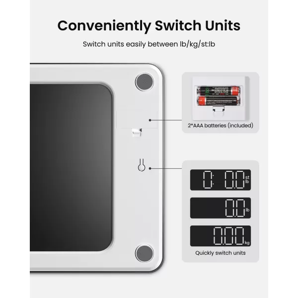 RENPHO Digital Bathroom Scale Highly Accurate Core 1S Body Weight Scale with Lighted LED Display Round Corner Design11quot280mmBlack