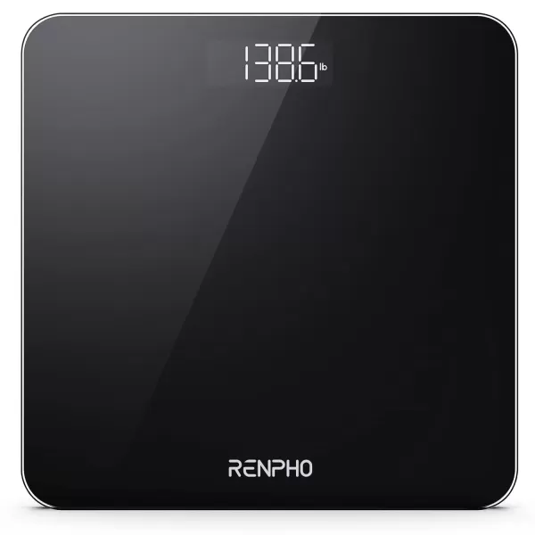 RENPHO Digital Bathroom Scale Highly Accurate Core 1S Body Weight Scale with Lighted LED Display Round Corner Design11quot280mmBlack