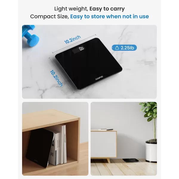 RENPHO Digital Bathroom Scale Highly Accurate Core 1S Body Weight Scale with Lighted LED Display Round Corner Design11quot280mmBlack