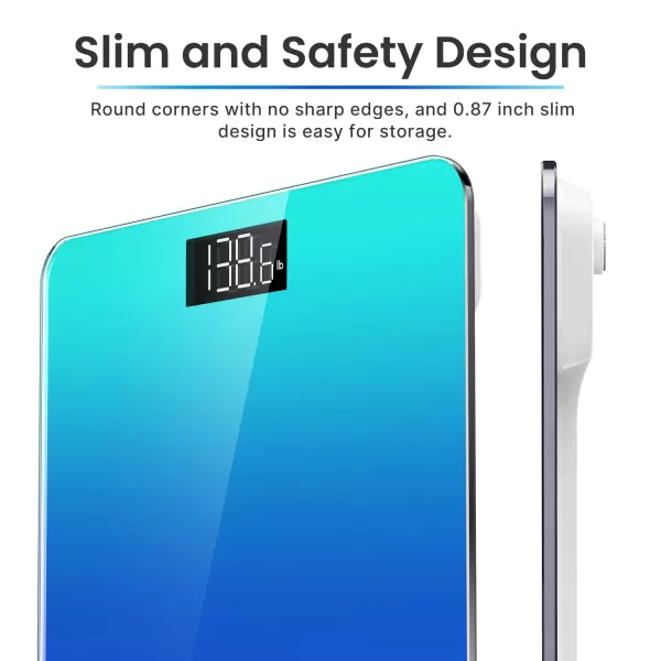 RENPHO Digital Bathroom Scale Highly Accurate Core 1S Body Weight Scale with Lighted LED Display Round Corner Design11quot280mmBlue