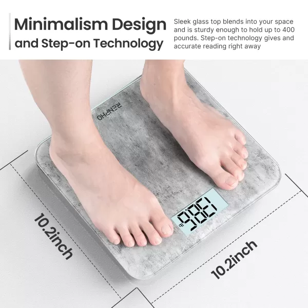 RENPHO Digital Bathroom Scale Highly Accurate Core 1S Body Weight Scale with Lighted LED Display Round Corner Design11quot280mmCement
