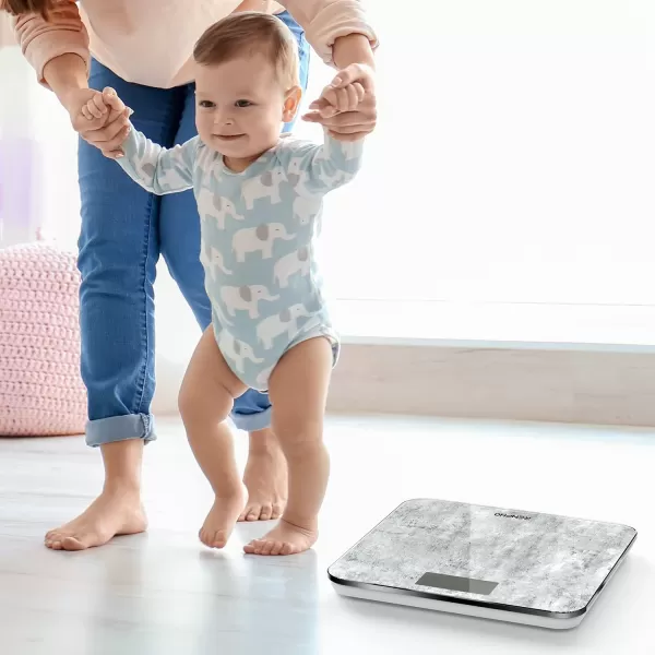 RENPHO Digital Bathroom Scale Highly Accurate Core 1S Body Weight Scale with Lighted LED Display Round Corner Design11quot280mmCement