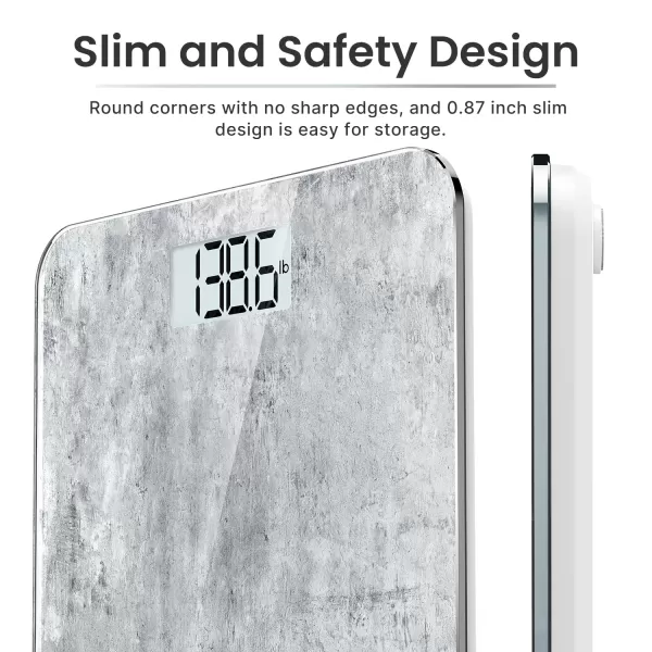 RENPHO Digital Bathroom Scale Highly Accurate Core 1S Body Weight Scale with Lighted LED Display Round Corner Design11quot280mmCement