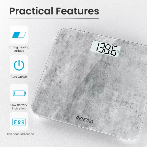 RENPHO Digital Bathroom Scale Highly Accurate Core 1S Body Weight Scale with Lighted LED Display Round Corner Design11quot280mmCement