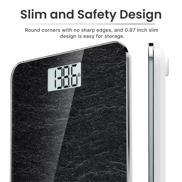 RENPHO Digital Bathroom Scale Highly Accurate Core 1S Body Weight Scale with Lighted LED Display Round Corner Design11quot280mmMarble