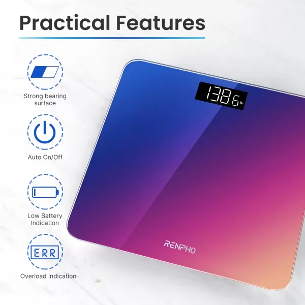 RENPHO Digital Bathroom Scale Highly Accurate Core 1S Body Weight Scale with Lighted LED Display Round Corner Design11quot280mmRed