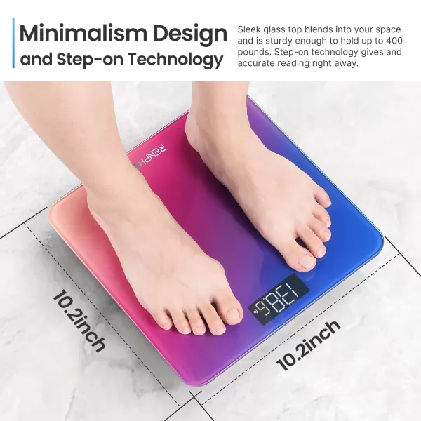 RENPHO Digital Bathroom Scale Highly Accurate Core 1S Body Weight Scale with Lighted LED Display Round Corner Design11quot280mmRed