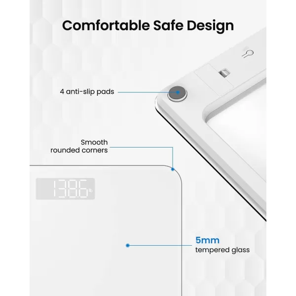 RENPHO Digital Bathroom Scale Highly Accurate Core 1S Body Weight Scale with Lighted LED Display Round Corner Design11quot280mmWhite