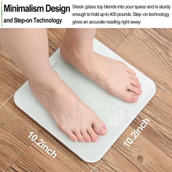 RENPHO Digital Bathroom Scale Highly Accurate Core 1S Body Weight Scale with Lighted LED Display Round Corner Design11quot280mmWhite