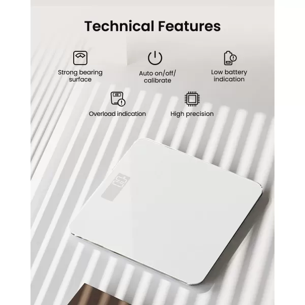 RENPHO Digital Bathroom Scale Highly Accurate Core 1S Body Weight Scale with Lighted LED Display Round Corner Design11quot280mmWhite