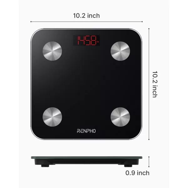 RENPHO Elis 1 USB Rechargeable Smart Body Fat BMI Scale Digital Bathroom Body Weight Scale Bluetooth Electronic 13 Body Composition Monitors sync with Renpho App 396 lbs Black102260mm