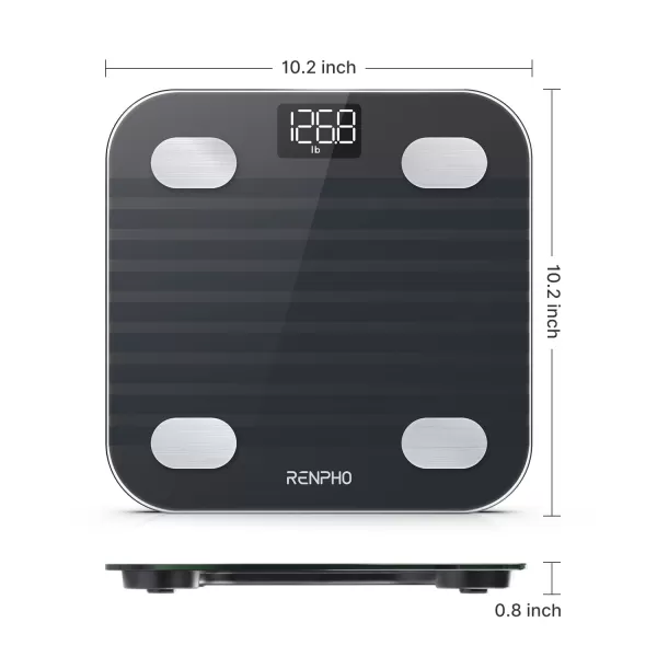 RENPHO Elis 1 USB Rechargeable Smart Body Fat BMI Scale Digital Bathroom Body Weight Scale Bluetooth Electronic 13 Body Composition Monitors sync with Renpho App 396 lbs Black102260mm