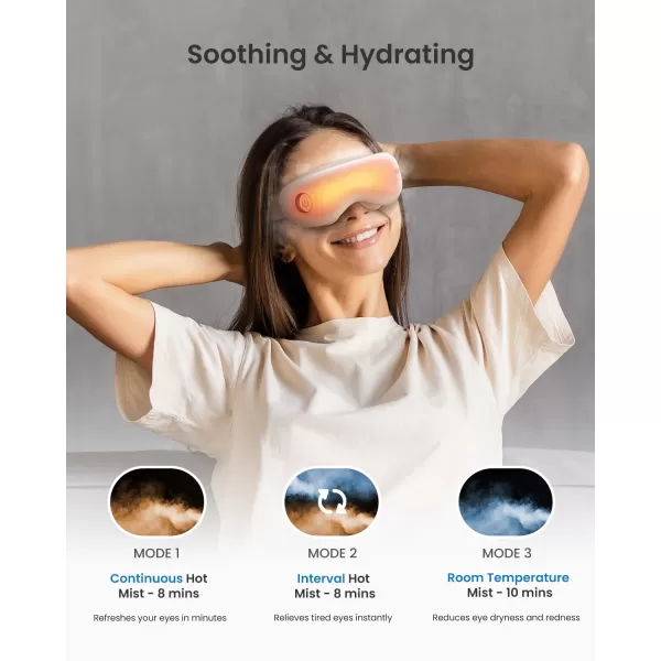 RENPHO Eyespa Mist Mask FSAHSA Eligible Heated Steam Eye Mask for Dry Eyes Eye Compress Moist Heat Eye Care Device with Bluetooth Music Ideal Relief Tired Eyes Gift for Teens WomenMenWhite