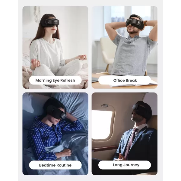 RENPHO FSA HSA Eligible Eye Massager 2in1 Eyeris Shift Eye Massager with 3 Pressures 3 Heats 3 Timers TempleHead Massager with a Bluetooth Sleep Mask for Eye Strain Relief Birthday GiftsBlack